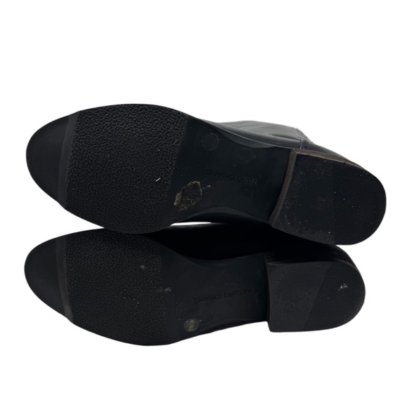 Arturo Chiang Elsie Tall Knee Leather Riding Moto Black Boot - Picture 6 of 13